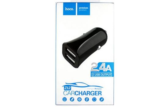 АЗУ HOCO Z12 2USB 2,4A black, white автомобильное зарядное
