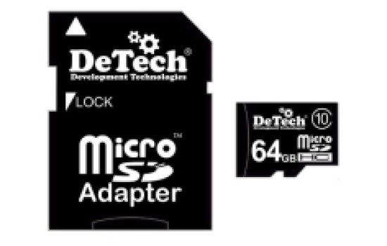 Карта памяти microSDHC 64 GB DeTech Class 10 +SD adapter