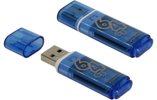 USB накопитель SmartBuy GLOSSY 64GB, Blue, Grey