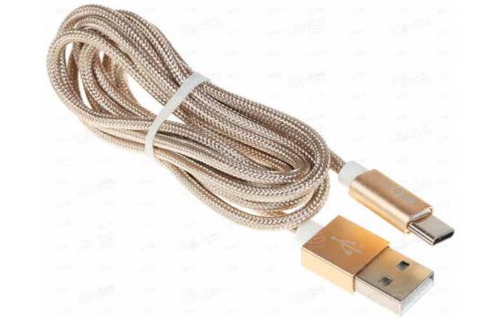 Кабель Type-C тканевый 1m Gold, Black