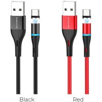 Кабель Type-C магнит Borofone BU16 Black, Red