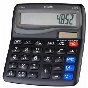 Калькулятор Perfeo PF_B4852, бухгалтерский, 12-разрядный, черный
