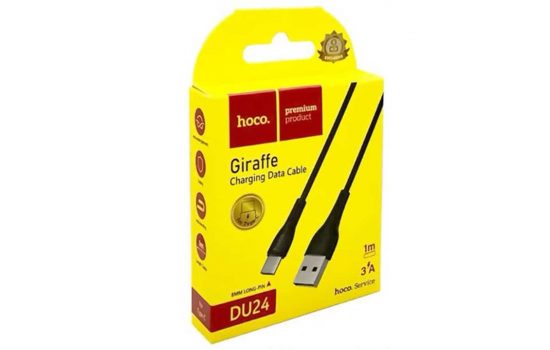 Кабель Type-C Hoco DU24 Giraffe (Long pin 8mm) Black