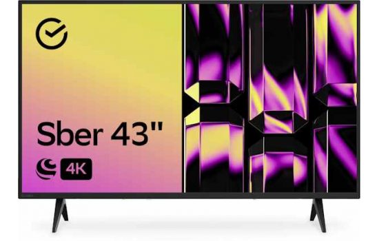 Телевизор Sber 43" SDX-43U4010B 3840x2160,4K Ultra HD,60Гц,Smart TV,Салют ТВ Black