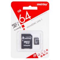 Карта памяти microSDXC 64 GB Smartbuy Class 10 +SD adapter