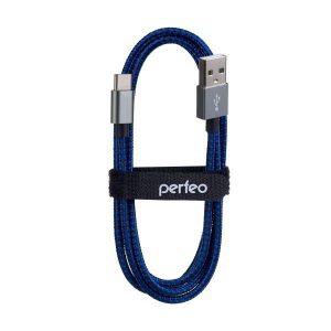 Кабель USB-Type-C Perfeo U4903 нейлоновая оплетка 1m Blue